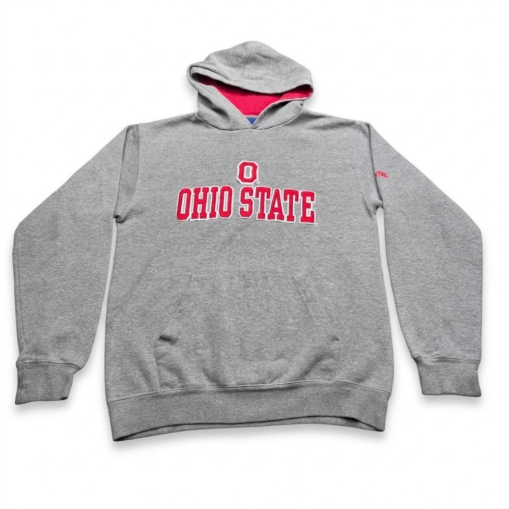 Ohio State Buckeyes Hoodie Sweatshirt Old Varsity Brand Gray Red Youth L Adult S